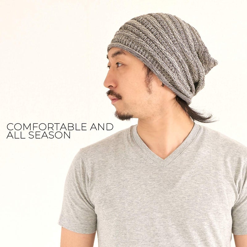 CHARM Extra Slouchy Summer Beanie for Men - Women Baggy Hipster Knit Cotton Slouch Hat Black - Image 4